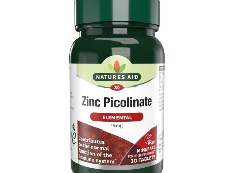 Natures Aid Zinc Picolinate 15mg elemental 30 Tablets Hot on Sale