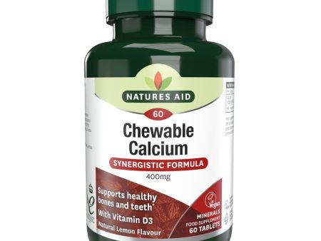 Natures Aid Calcium (Chewable) - 400mg (Natural Lemon Flavour) 60 Tablets on Sale