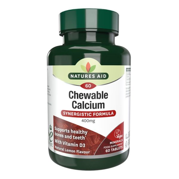 Natures Aid Calcium (Chewable) - 400mg (Natural Lemon Flavour) 60 Tablets on Sale