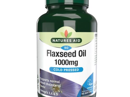 Natures Aid Flaxseed Oil - 1000mg Cold Pressed 90 Capsules on Sale