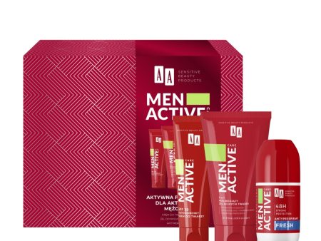 Men Active Care zestaw outdoorowy krem do twarzy 50ml + peelingujący żel do mycia twarzy 150ml + antyperspirant roll-on 50ml Discount