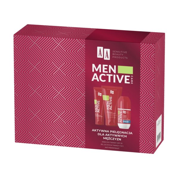 Men Active Care zestaw outdoorowy krem do twarzy 50ml + peelingujący żel do mycia twarzy 150ml + antyperspirant roll-on 50ml Discount