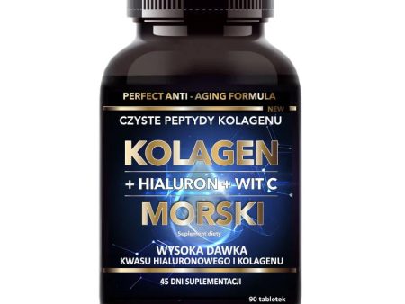 Kolagen morski + hialuron + witamina C 500 mg suplement diety 90 tabletek Sale