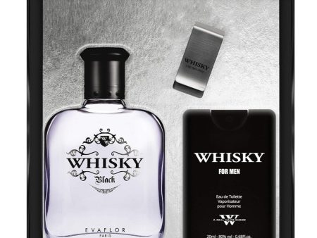 Whisky Black zestaw woda toaletowa spray 100ml + woda toaletowa spray 20ml + klips na banknoty Fashion