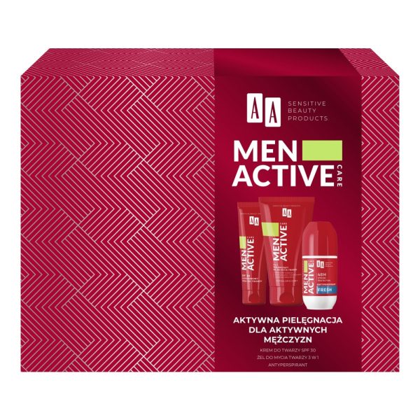 Men Active Care zestaw outdoorowy krem do twarzy 50ml + peelingujący żel do mycia twarzy 150ml + antyperspirant roll-on 50ml Discount