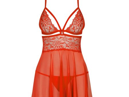 838-BAB-3 babydoll i stringi Red L XL Fashion