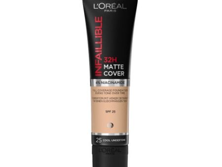 Infallible 32H Matte Cover Foundation długotrwały podkład matujący 25 Cool Undertone Rose Ivory 30ml For Cheap