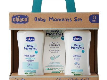 Baby Moments zestaw płyn do kąpieli 200ml + szampon 200ml + krem na odparzenia 100ml Hot on Sale